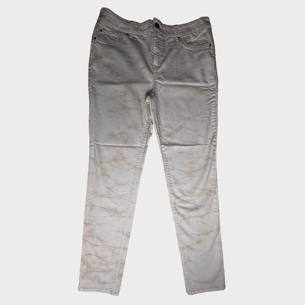 Chicos SO Slimming Beige Marble Wash Skinny Jeans‎ Women's Size 1.5-819
